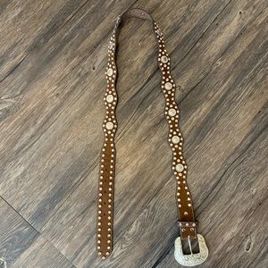 scalloped bling leather belt